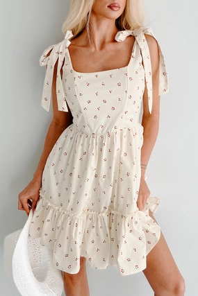 I'm All Yours Cherry Print Mini Dress (Cream) Inner Feel Edgy vibes