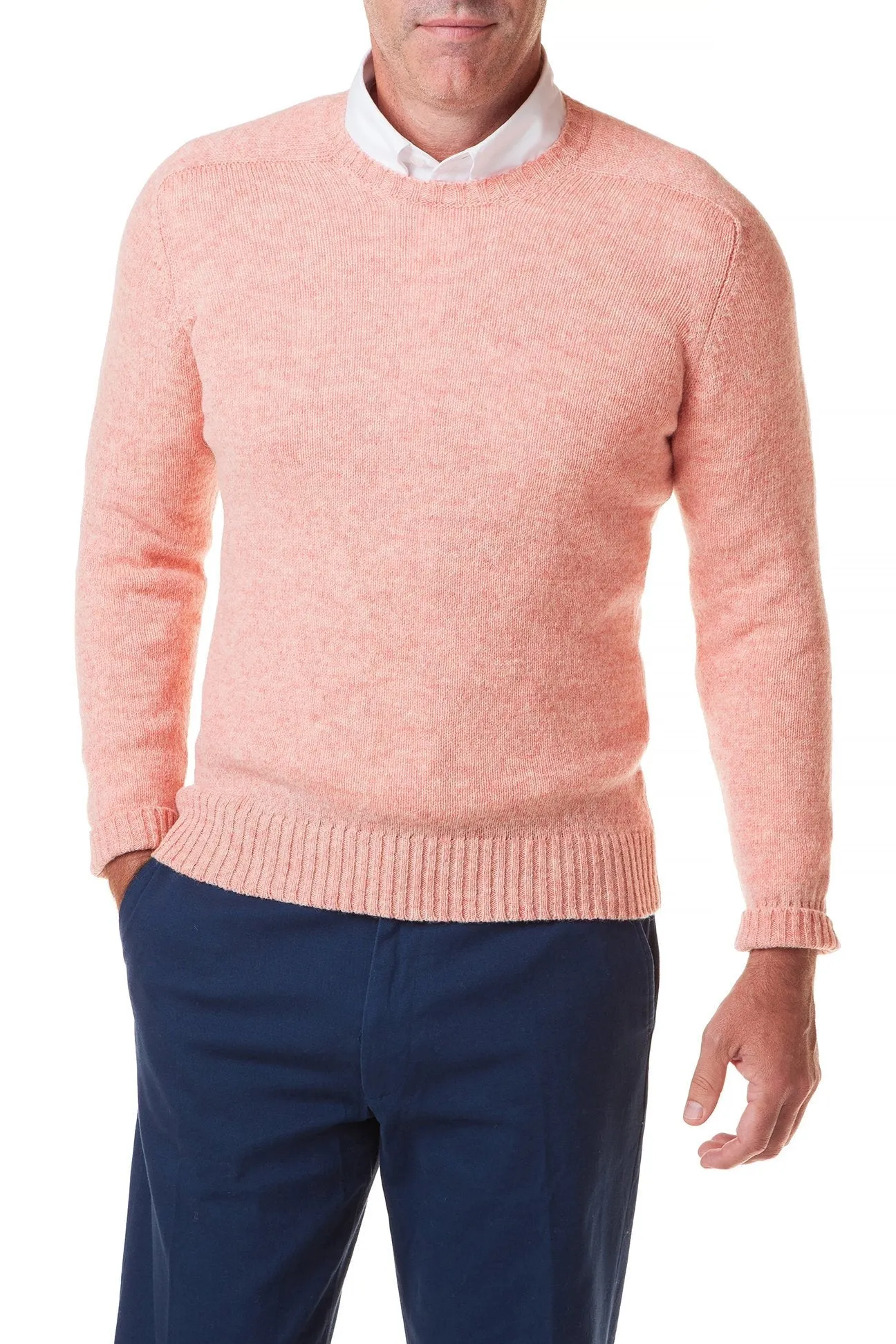 AntiSnagYarnProcessing Quick Dry Material Scottish Shetland Crew Neck Sweater Nantucket Red