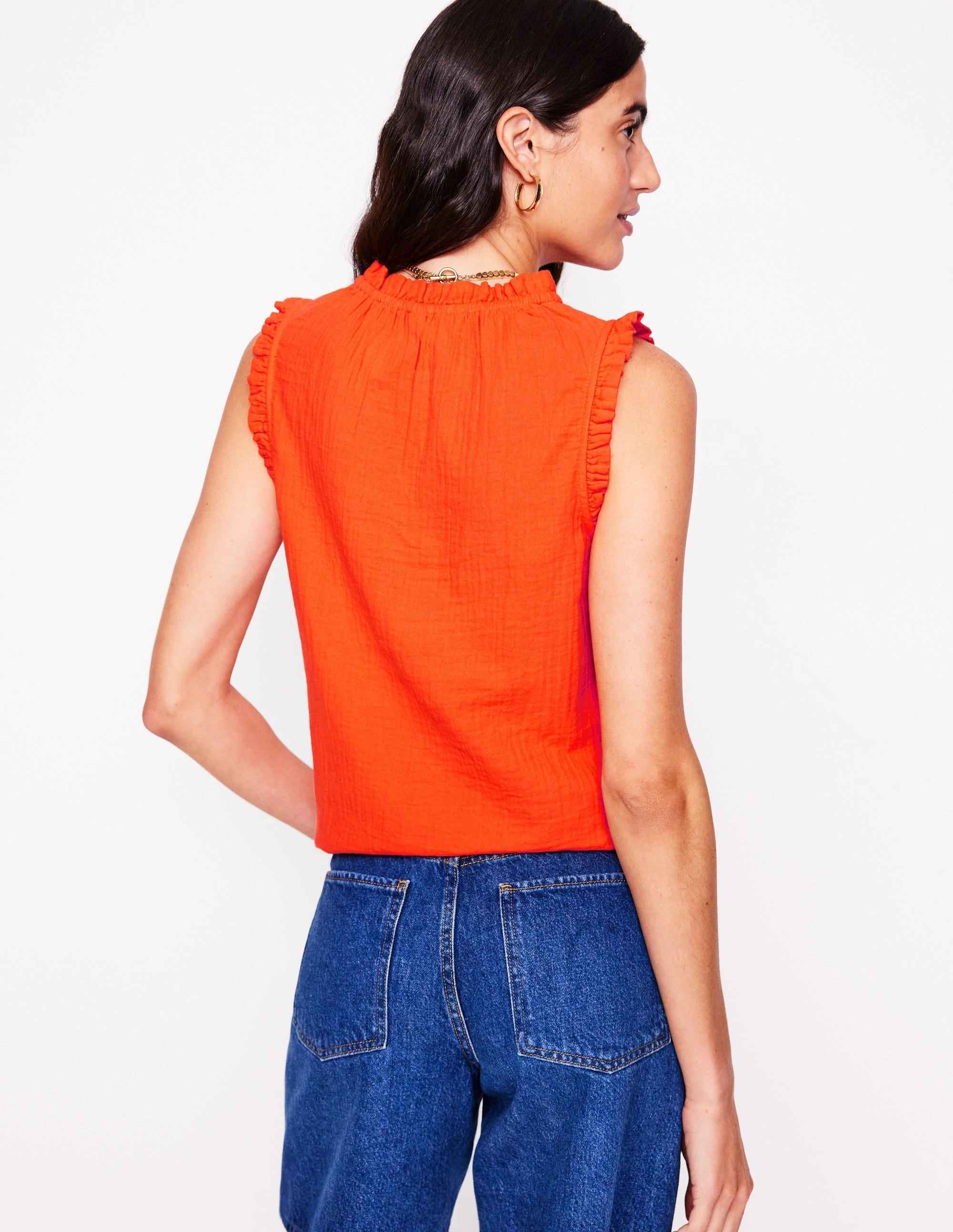 Classic Hoodie Eco Friendly Blend Sophie Ruffle Double Cloth Top-Gladioli Orange