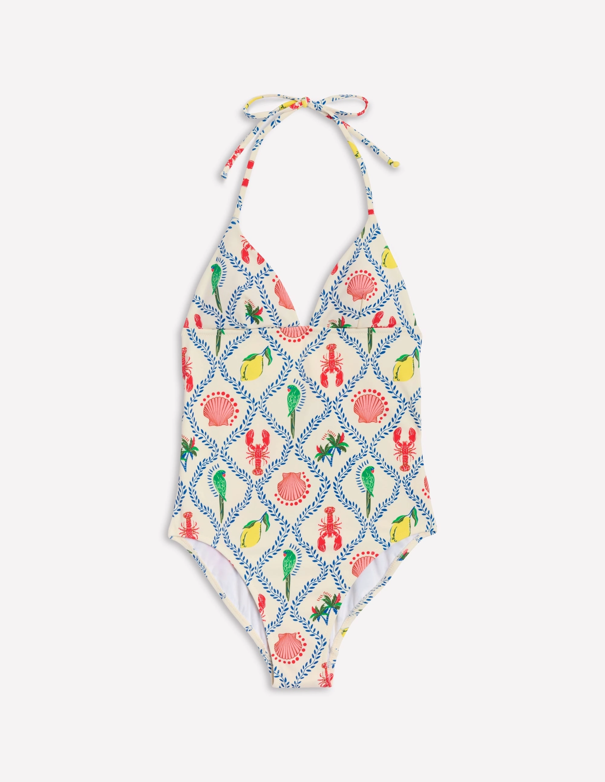 Resort Vibes Comfort waistband Symi String Swimsuit-Ivory, Tropical Bonanza Vine