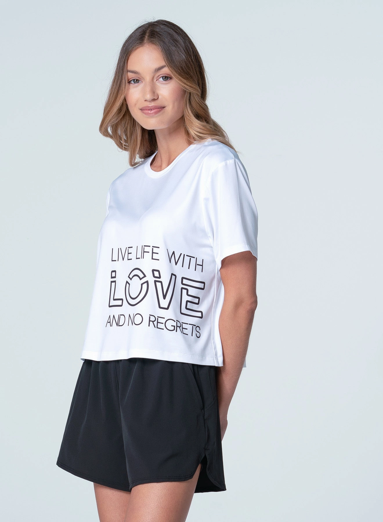 DoubleLayeredShoulders WideNeckline Live Life With Love Short Sleeve