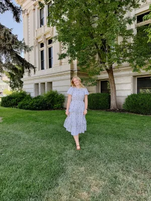 Pleated-Skirt Hilary Dress