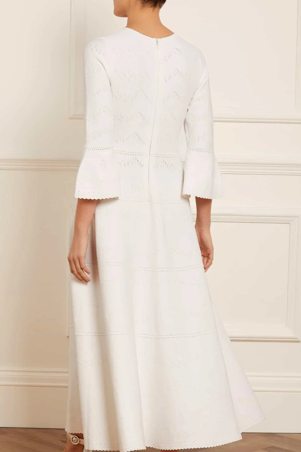 Pretty Pointelle Knit Gown Embroidered Fabric Light Base