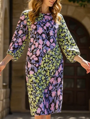 Modern Layering Printed mid-cuff pullover dress_CWDMD6508