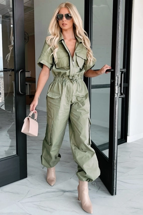 Problem Free Utility Jumpsuit (Olive) Lounge Fit