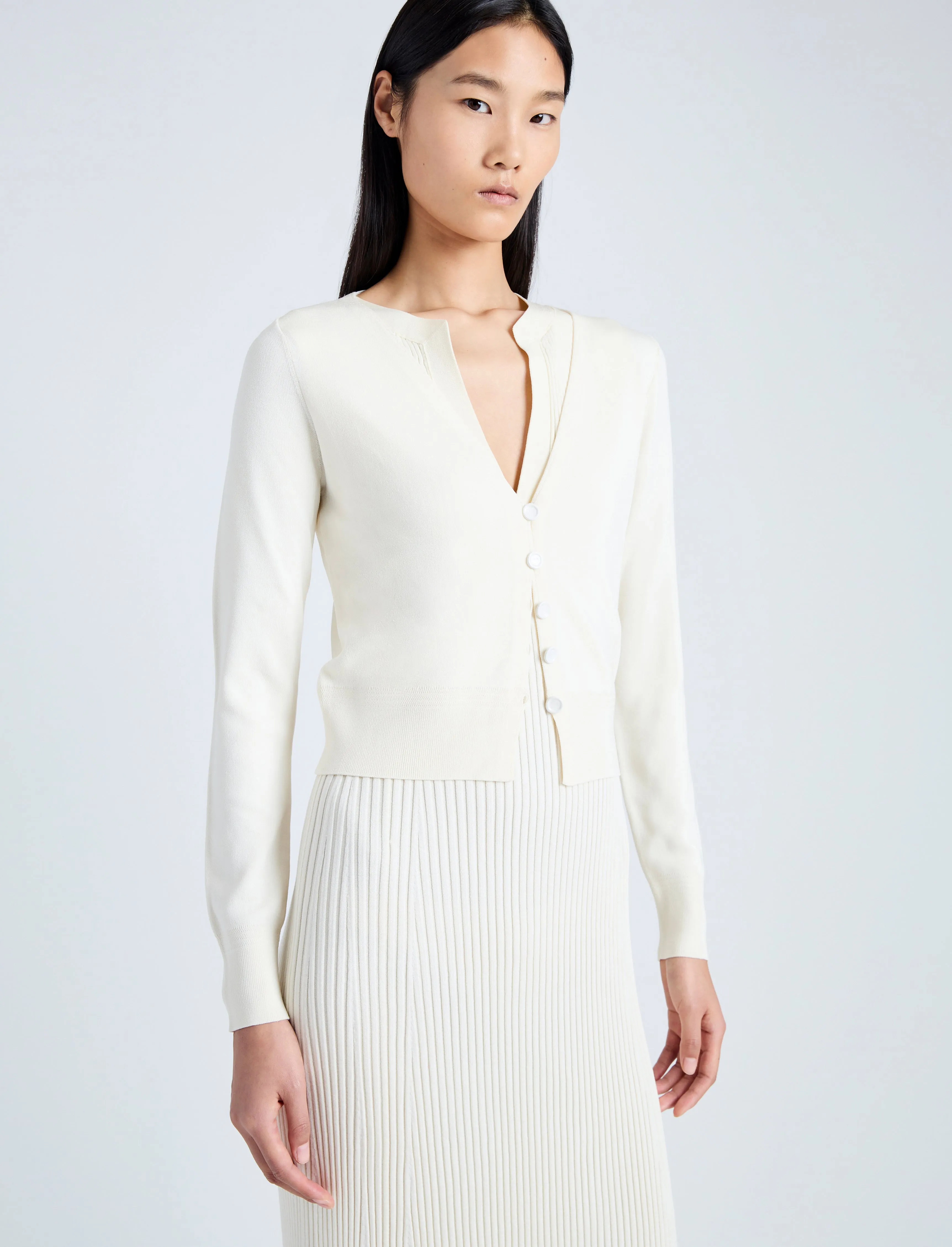 Proenza Schouler Addie Cardigan in Silk Viscose - Ivory