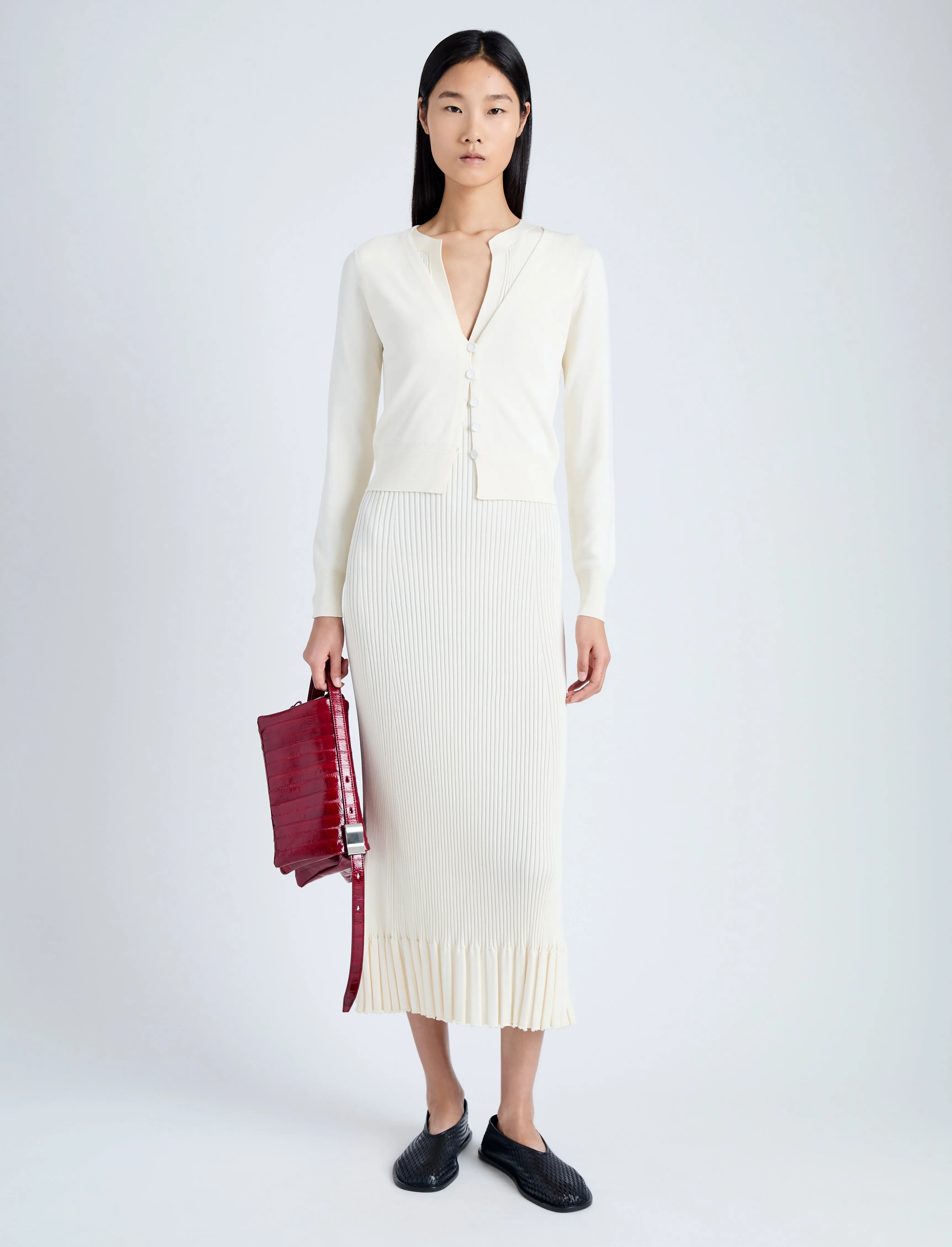 Proenza Schouler Addie Cardigan in Silk Viscose - Ivory