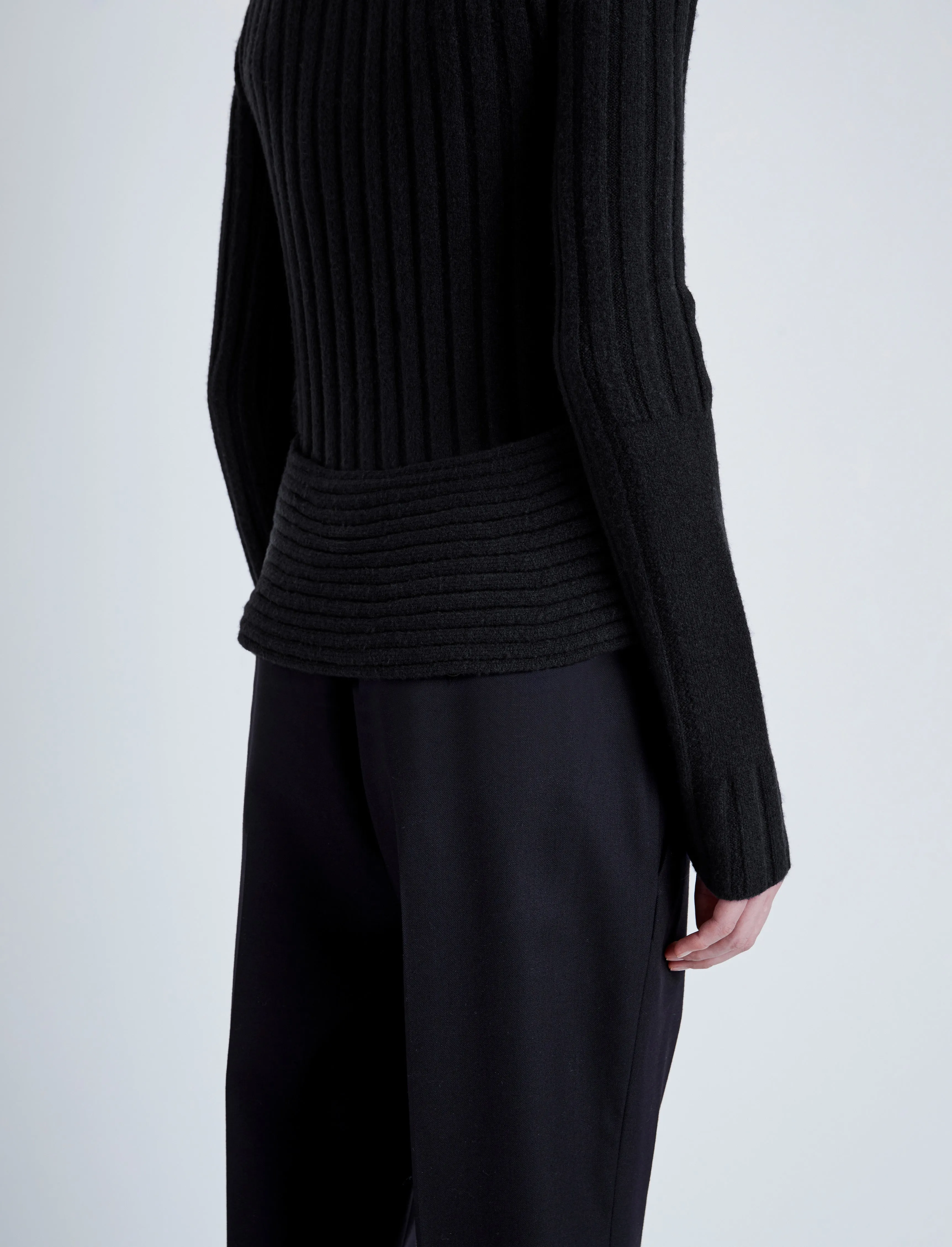 Proenza Schouler Haven Sweater in Midweight Cashmere Rib - Black