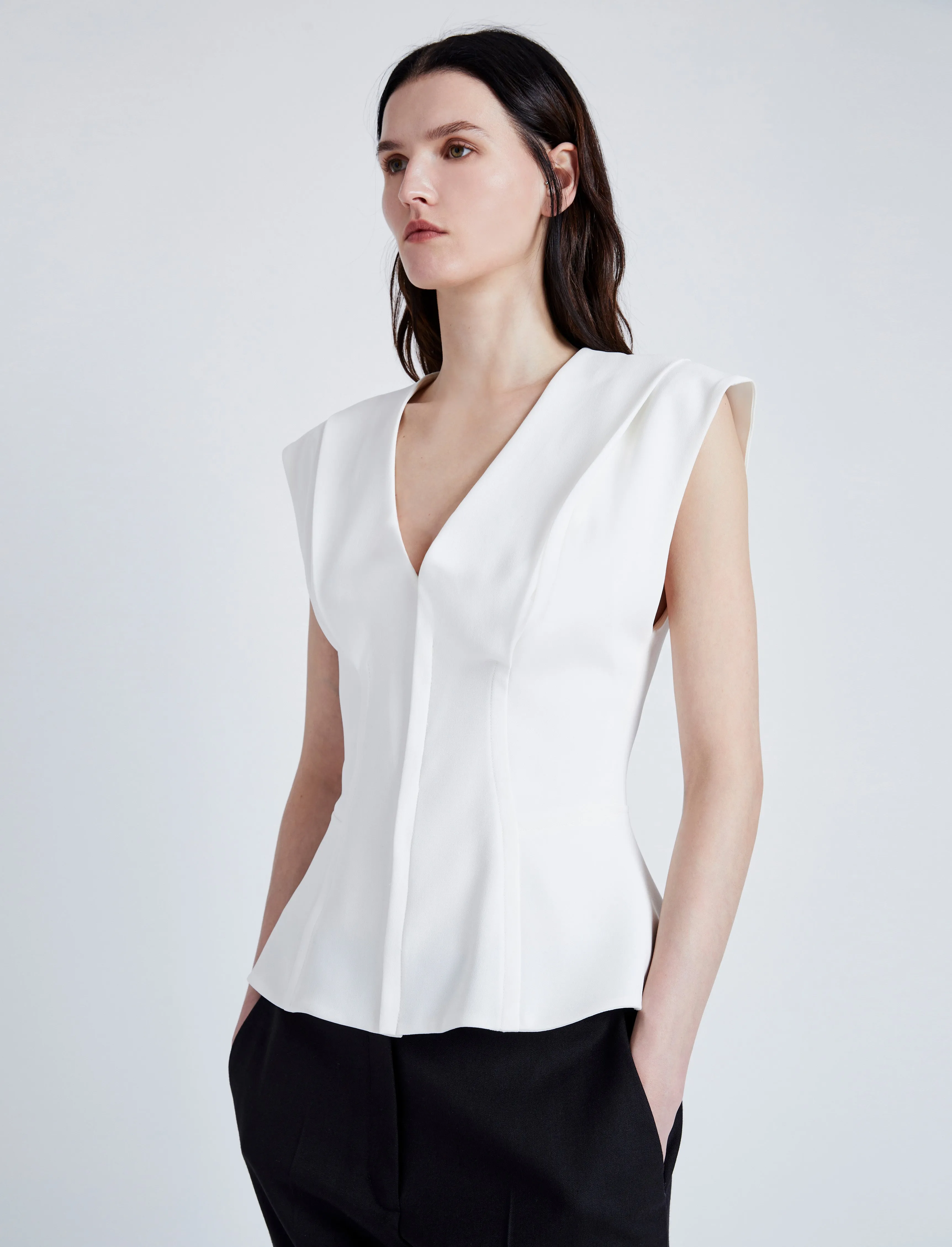 Proenza Schouler Janet Top in Matte Viscose Crepe - White