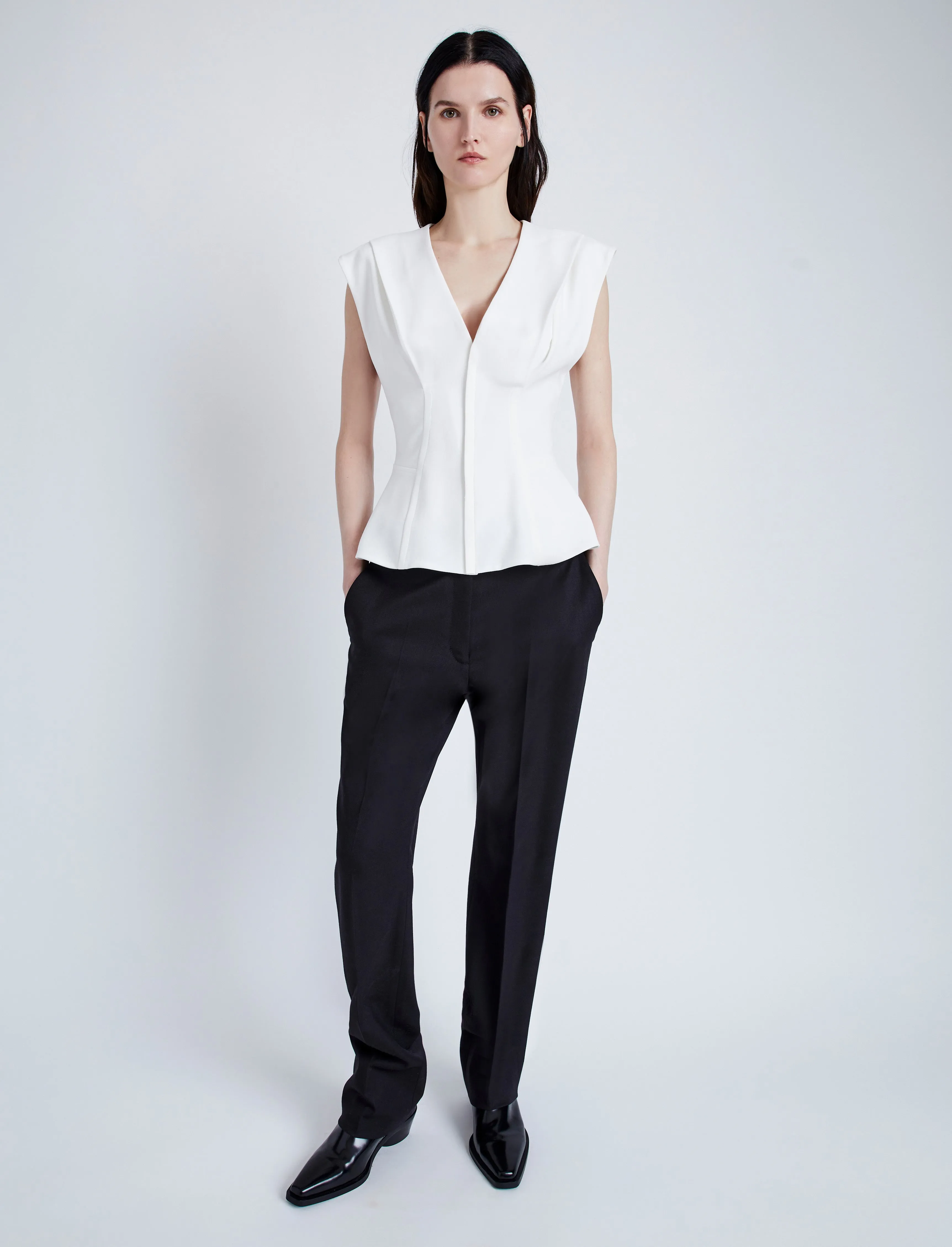 Proenza Schouler Janet Top in Matte Viscose Crepe - White