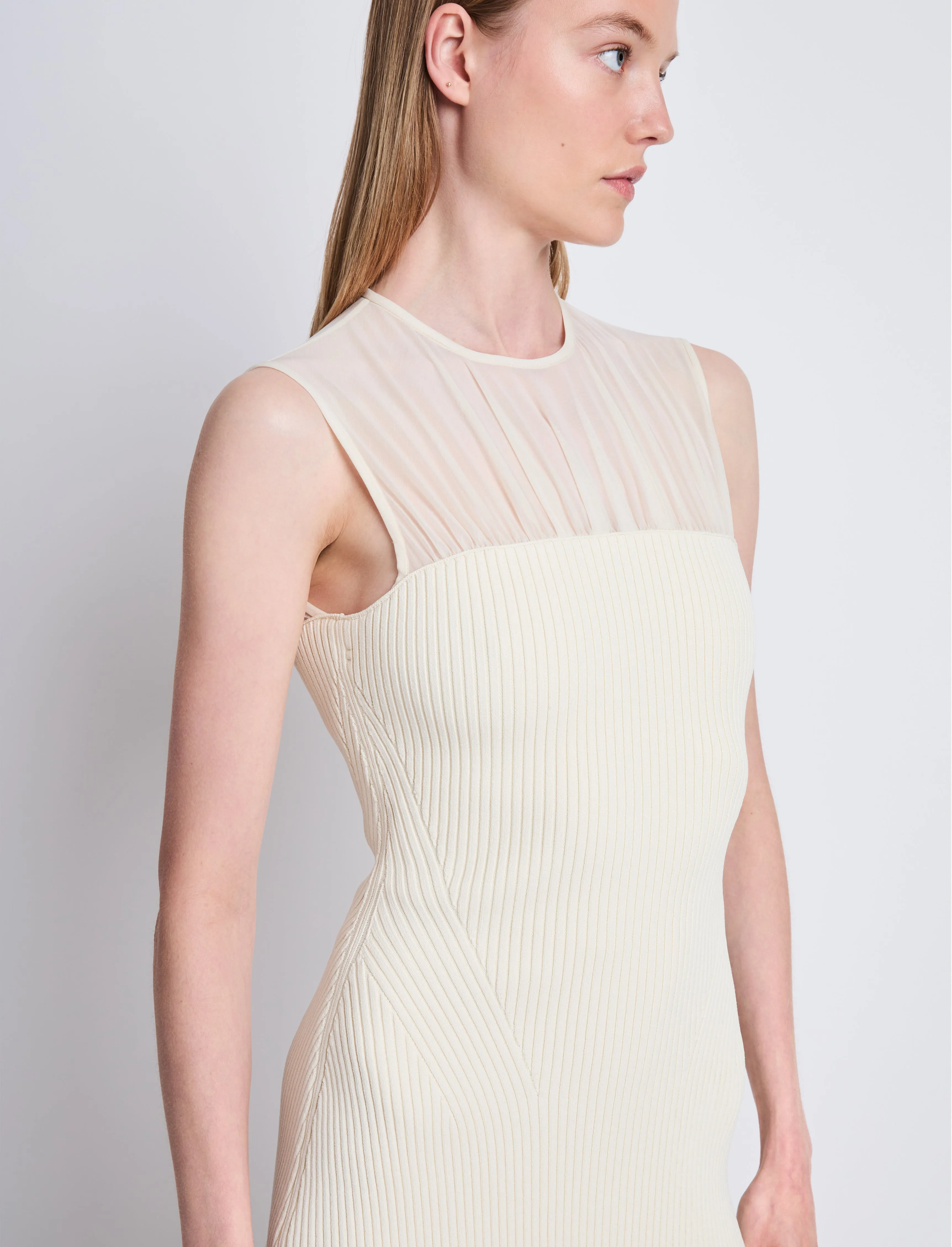 Proenza Schouler Niki Dress in Sheer Jersey - Ecru