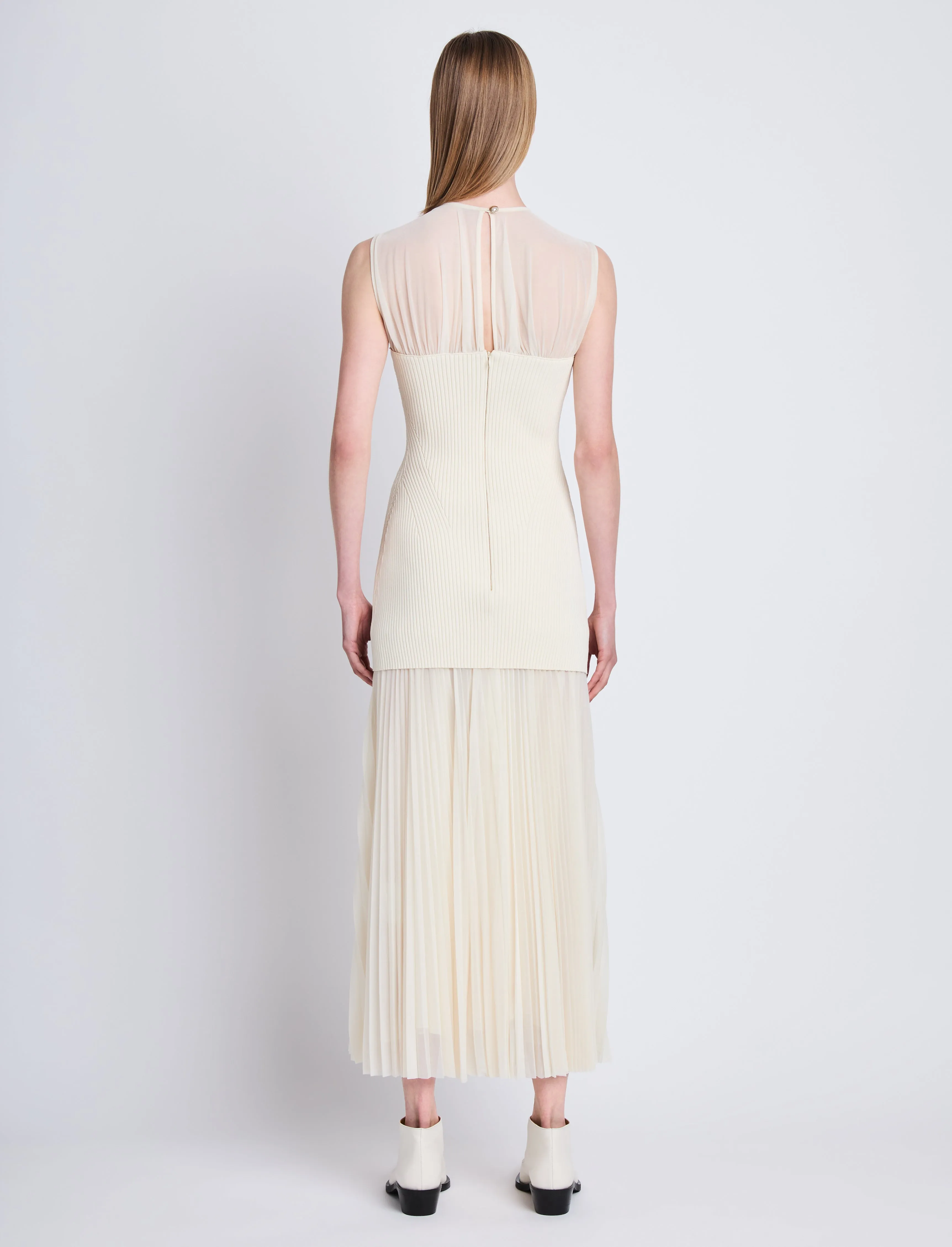 Proenza Schouler Niki Dress in Sheer Jersey - Ecru