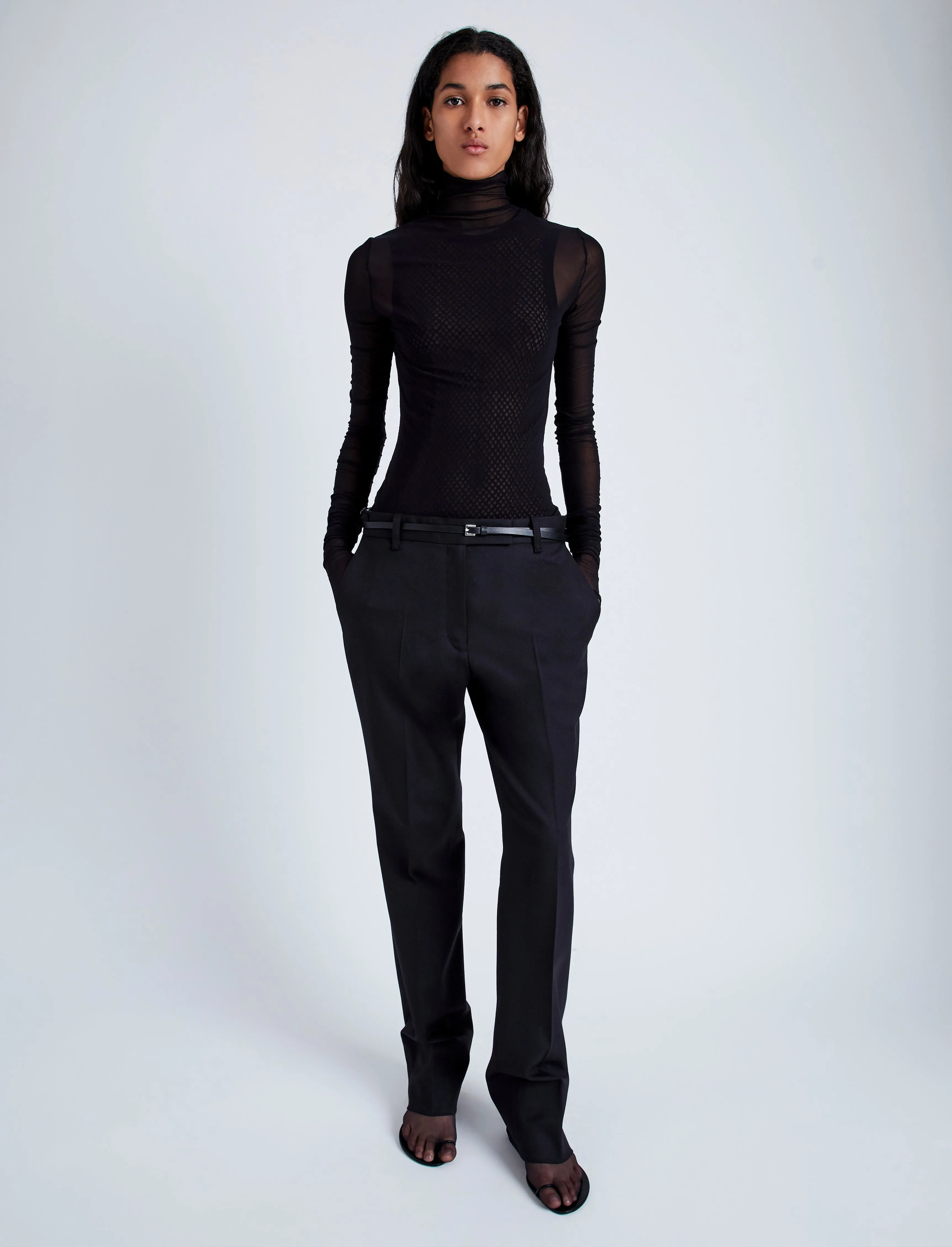 Proenza Schouler Rio Top in Printed Tulle Jersey - Black