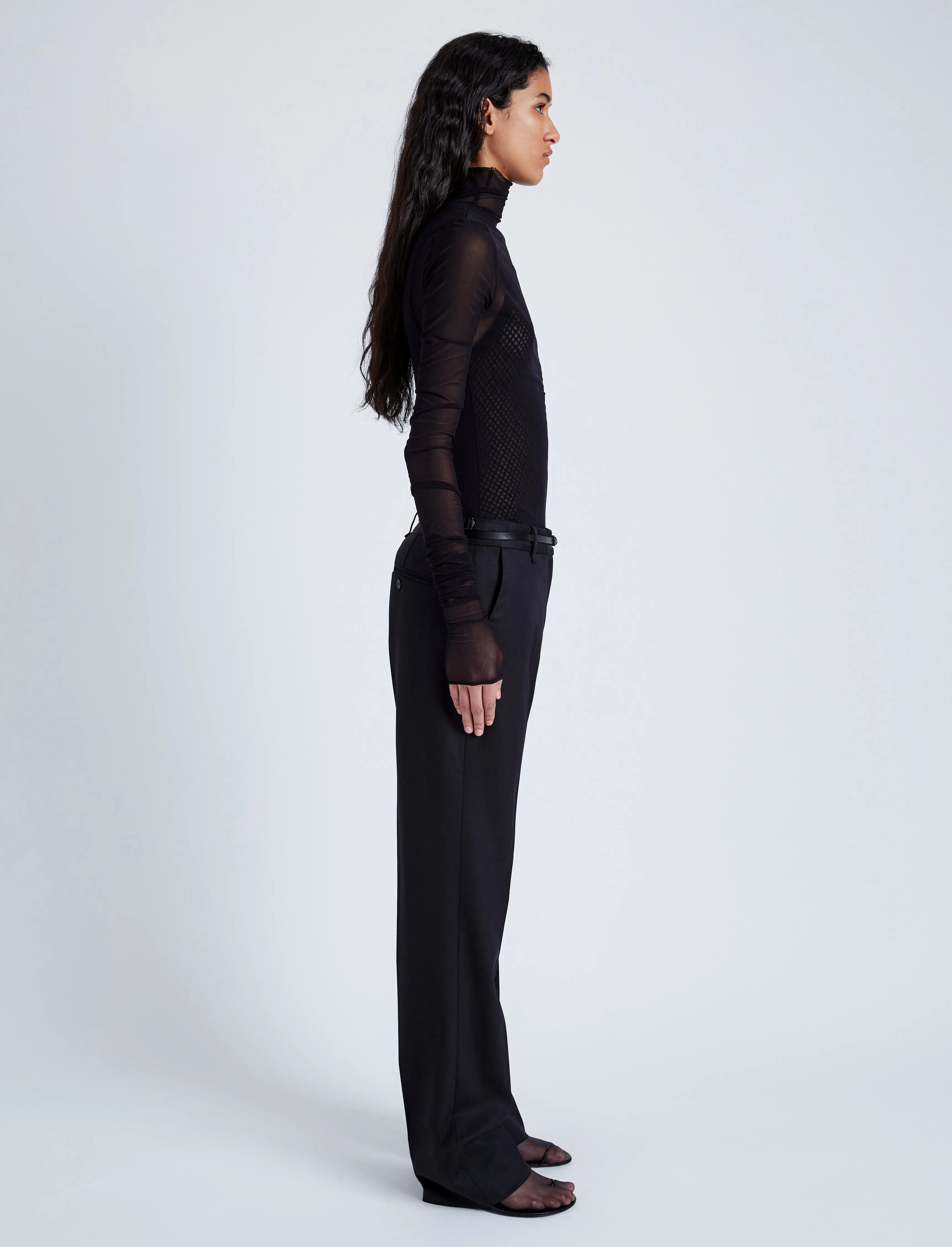 Proenza Schouler Rio Top in Printed Tulle Jersey - Black