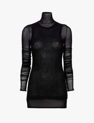 Proenza Schouler Rio Top in Printed Tulle Jersey - Black