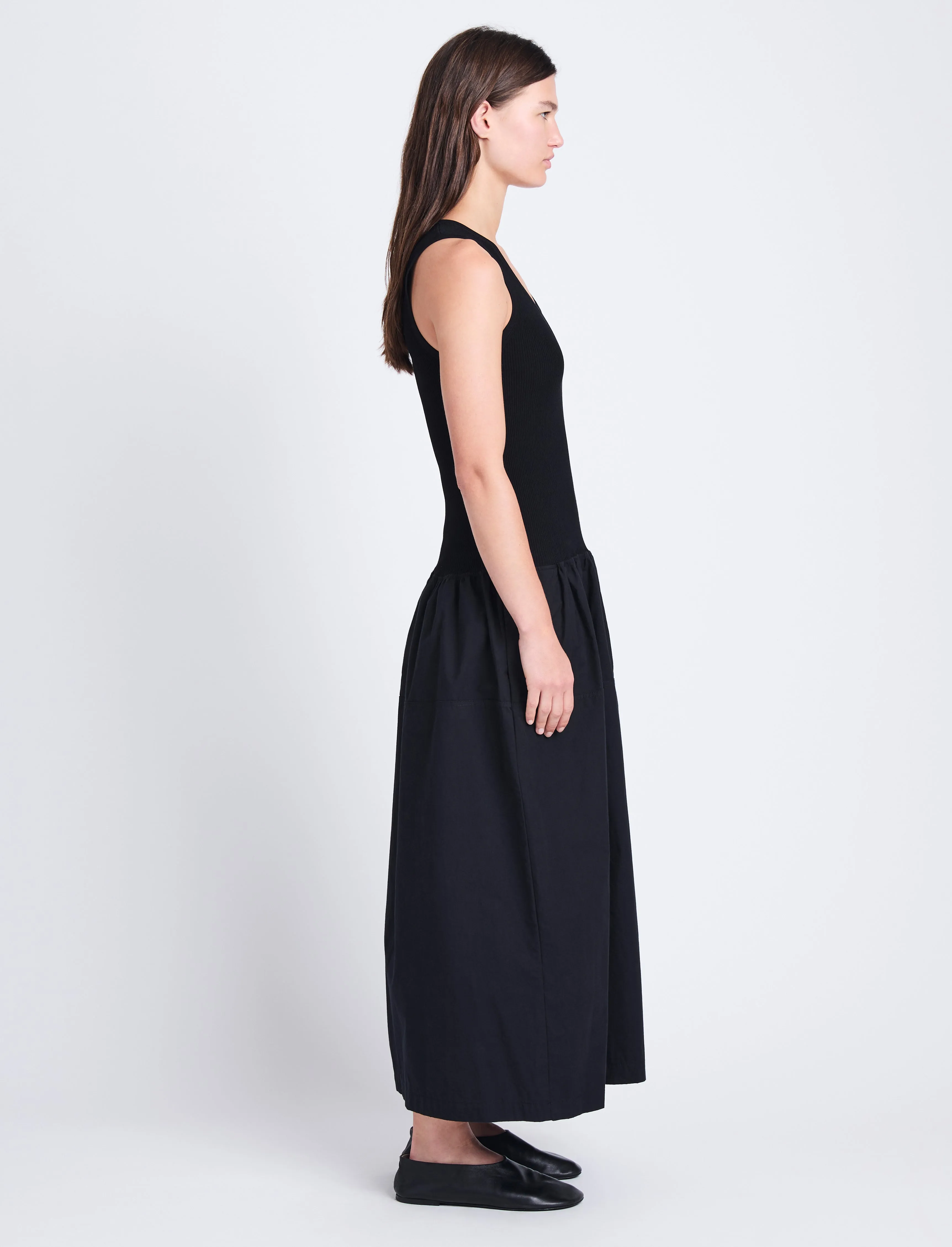 Proenza Schouler White Label Malia Dress in Peached Poplin - Black