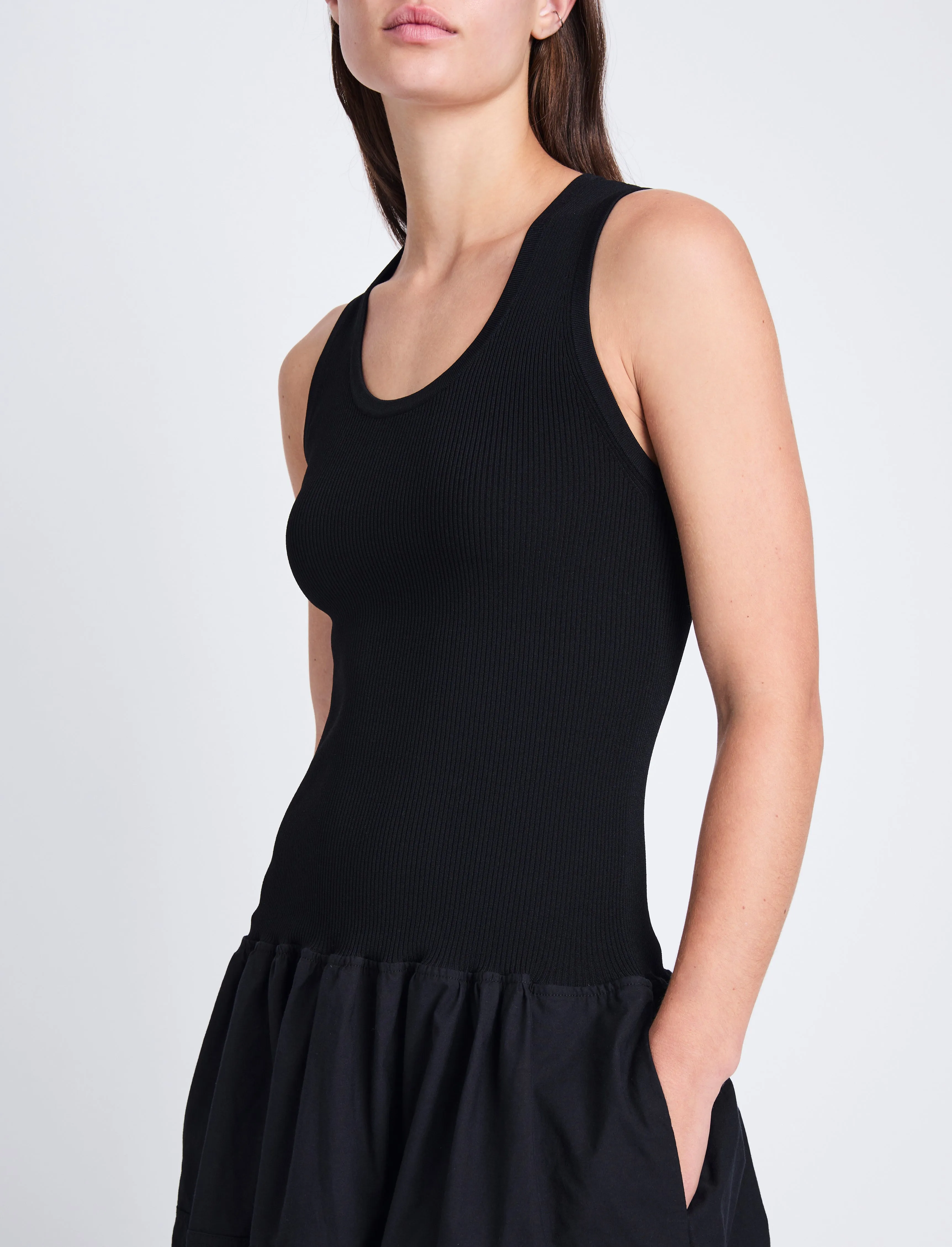 Proenza Schouler White Label Malia Dress in Peached Poplin - Black