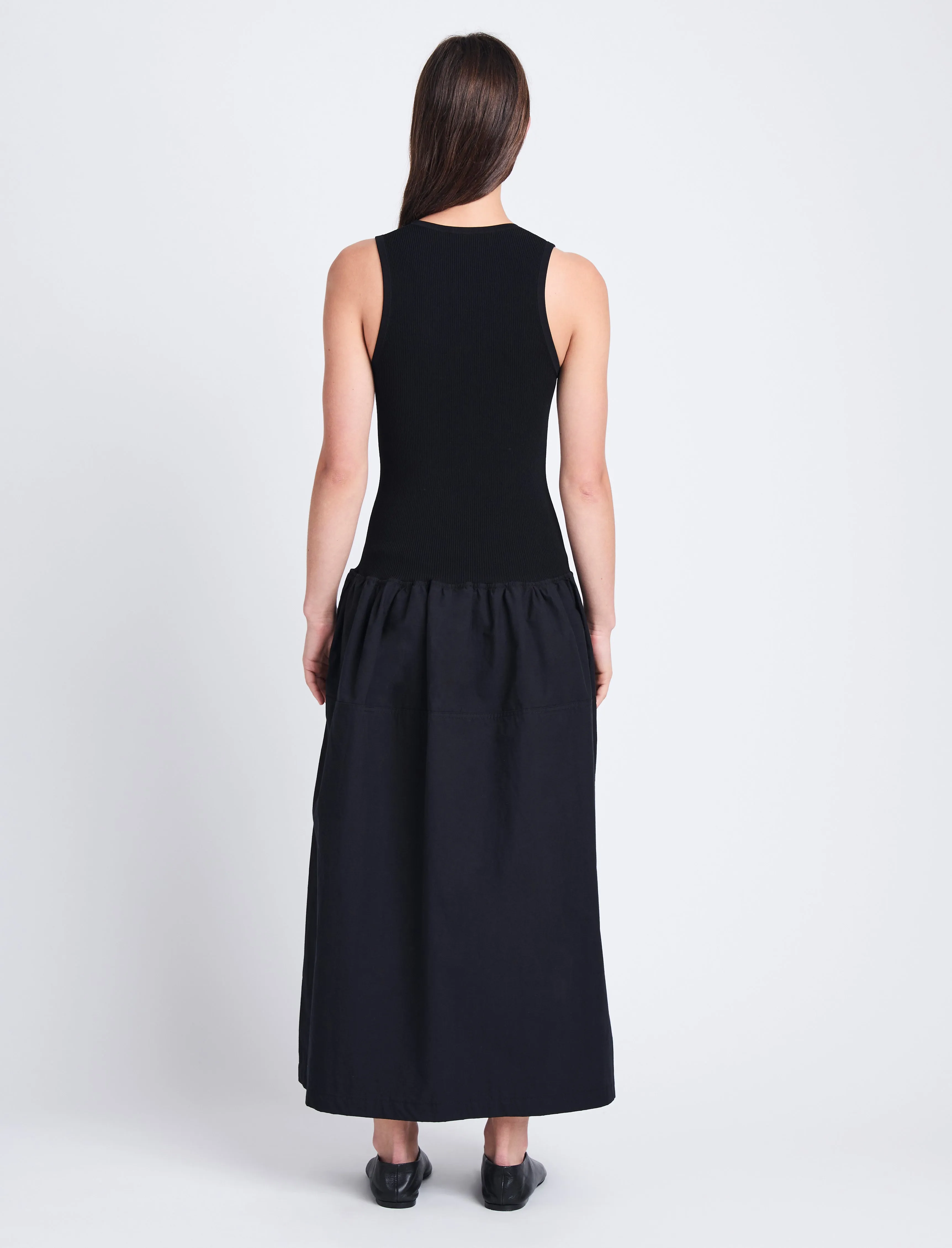 Proenza Schouler White Label Malia Dress in Peached Poplin - Black