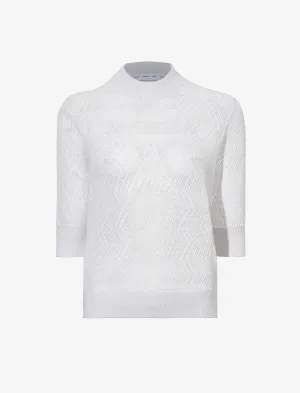 Proenza Schouler White Label Nicola Knit Sweater in Zig Zag Pointelle - Off White