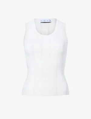 Proenza Schouler White Label Perry Knit Top in Compact Pointelle Rib - Off White