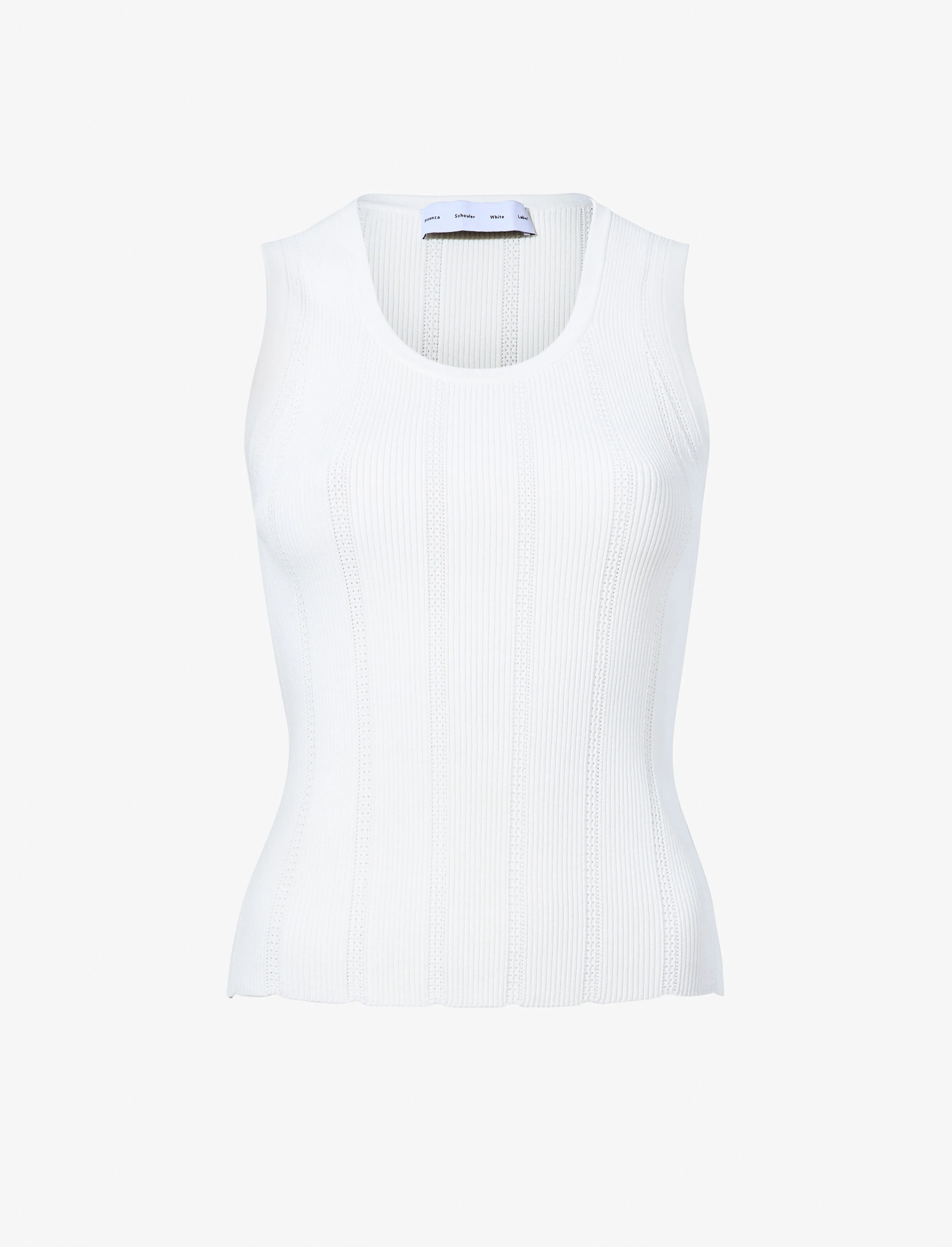 Proenza Schouler White Label Perry Knit Top in Compact Pointelle Rib - Off White
