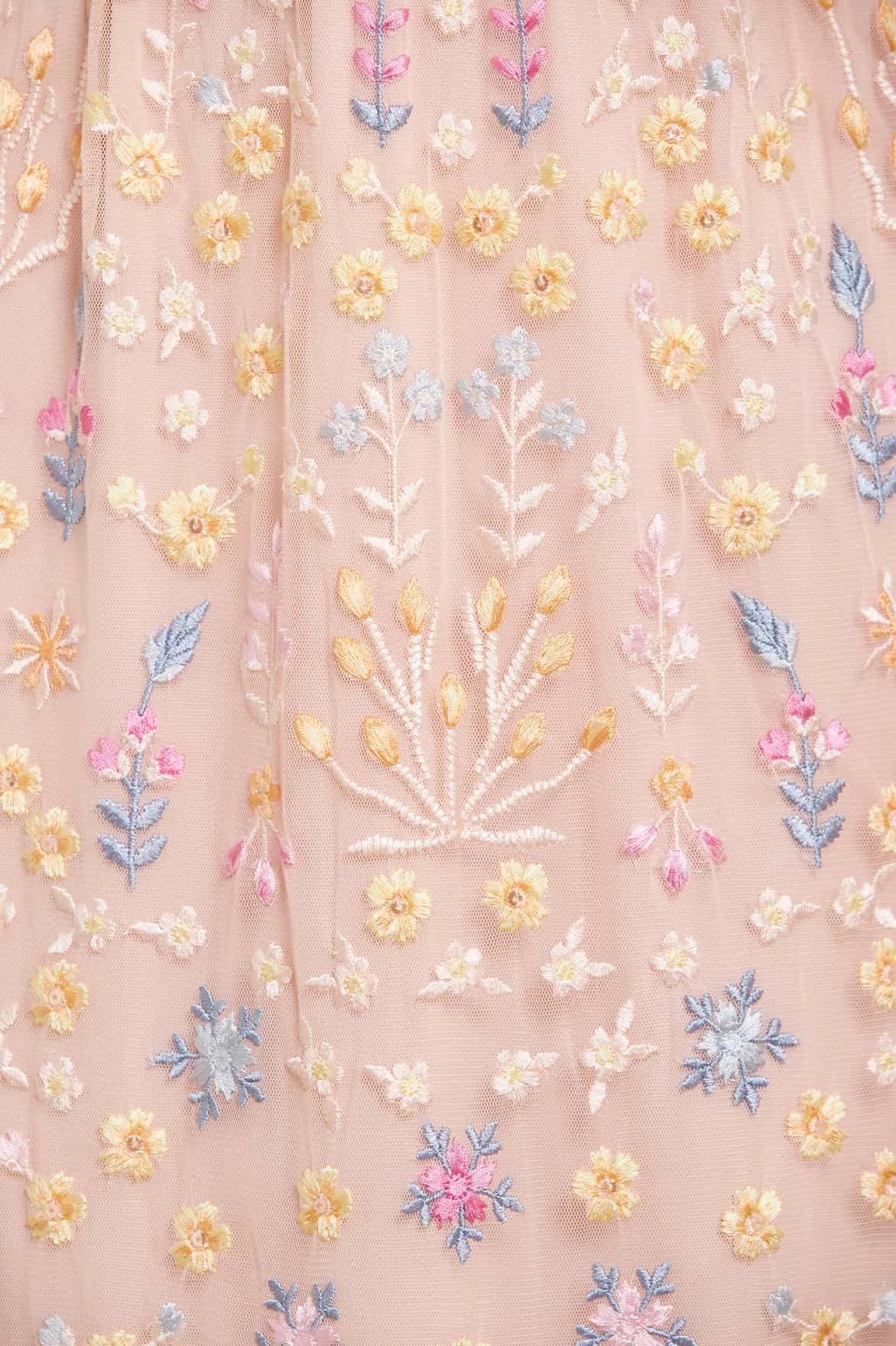 Flowerbed Embroidery Ankle Gown Luxe Wear Chic Rhythm