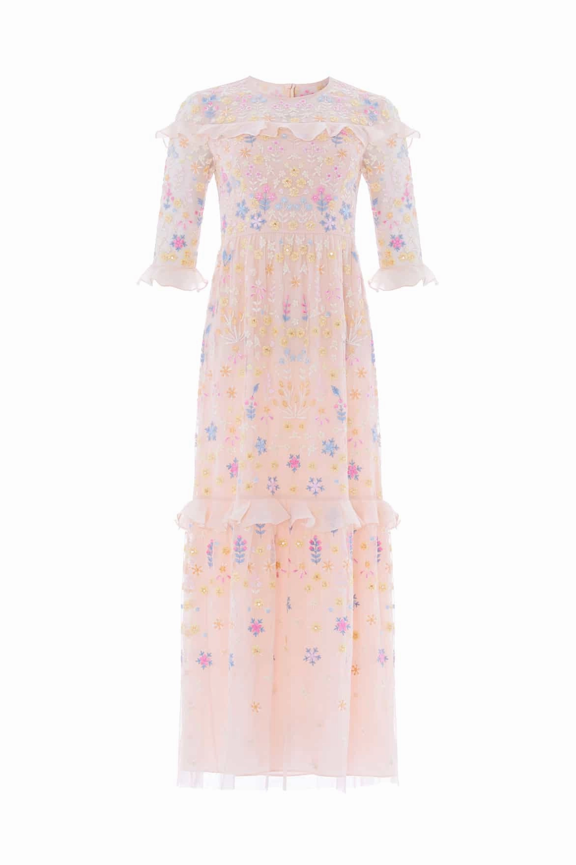 Weekend Casual Day Glow Flowerbed Embroidery Ankle Gown