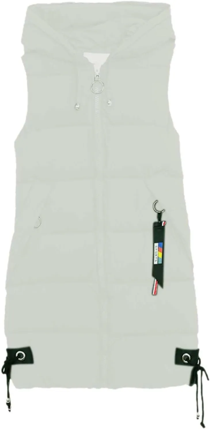 Puffer Vest for Women Long Hooded Sleeveless Vests Outerwear Down Jacket Quilted Full-Zip Winter Coat Outdoor