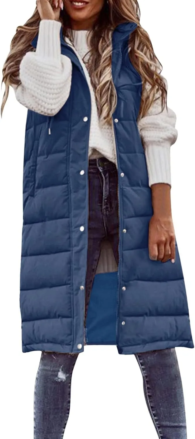 Puffer Vest Women Jacket Hooded Windproof Winter Coat with Recycled Insulation Winter Slim Short Hooded Warm White