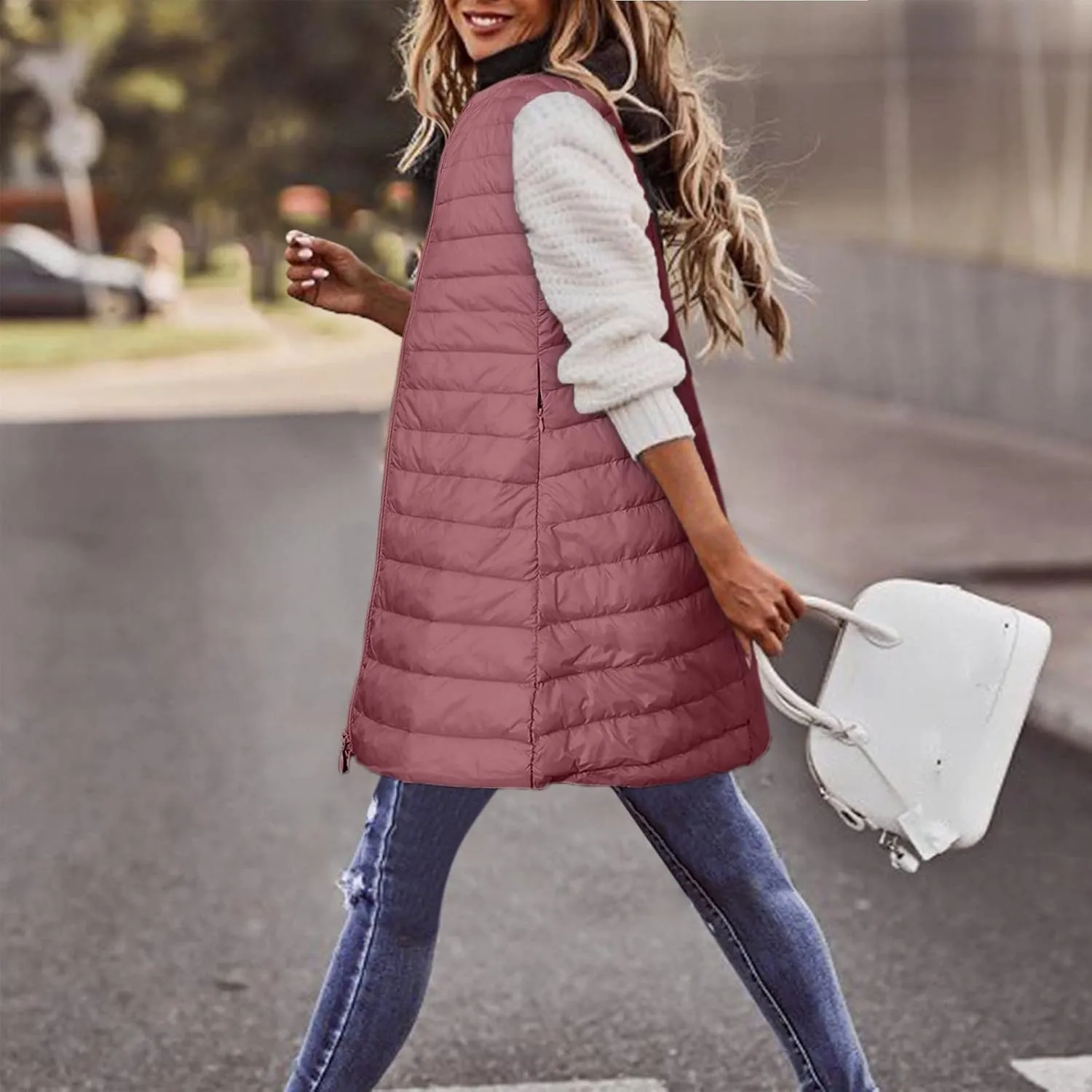 Puffer Vest Women Jacket Hooded Windproof Winter Coat with Recycled Insulation Winter Slim Short Hooded Warm White