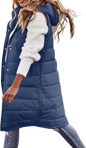 Puffer Vest Women Jacket Hooded Windproof Winter Coat with Recycled Insulation Winter Slim Short Hooded Warm White