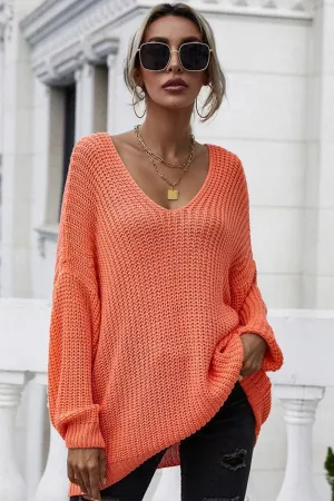 DoubleStitched PULLOVER V NECK SOLID COLOR SWEATER