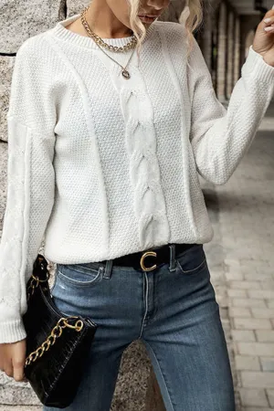 CABLE KNIT DAILY COZY SWEATER AthleisureCompatible