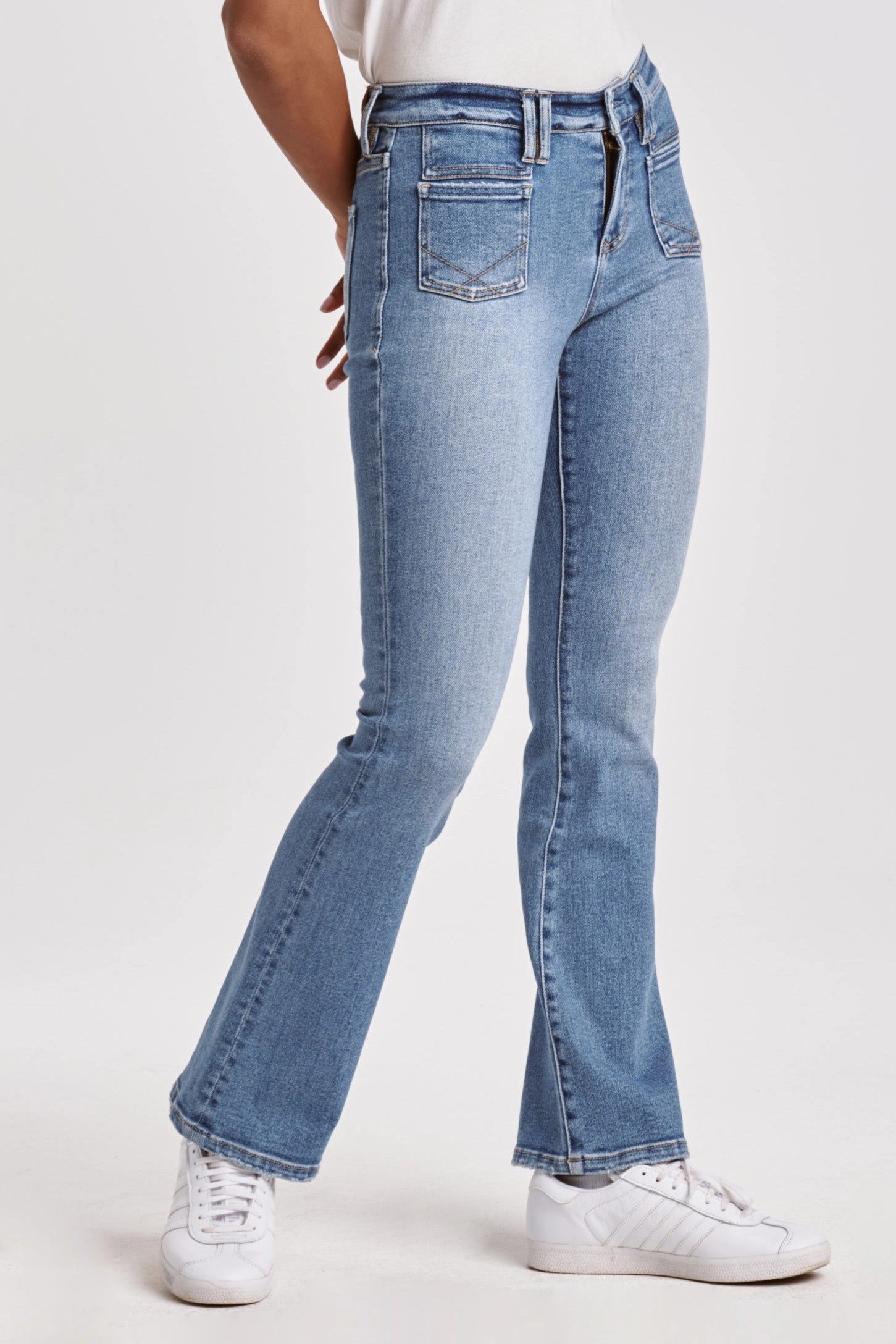 Dear John Jaxtyn High Rise Bootcut Jeans in Louisiana Reflective details
