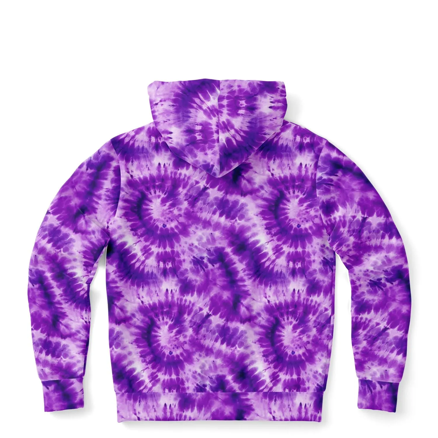 Purple Tie Dye Zip Up Hoodie, Front Zipper Pocket Men Women Unisex Adult Aesthetic Graphic Cotton Fleece Hooded Sweatshirt