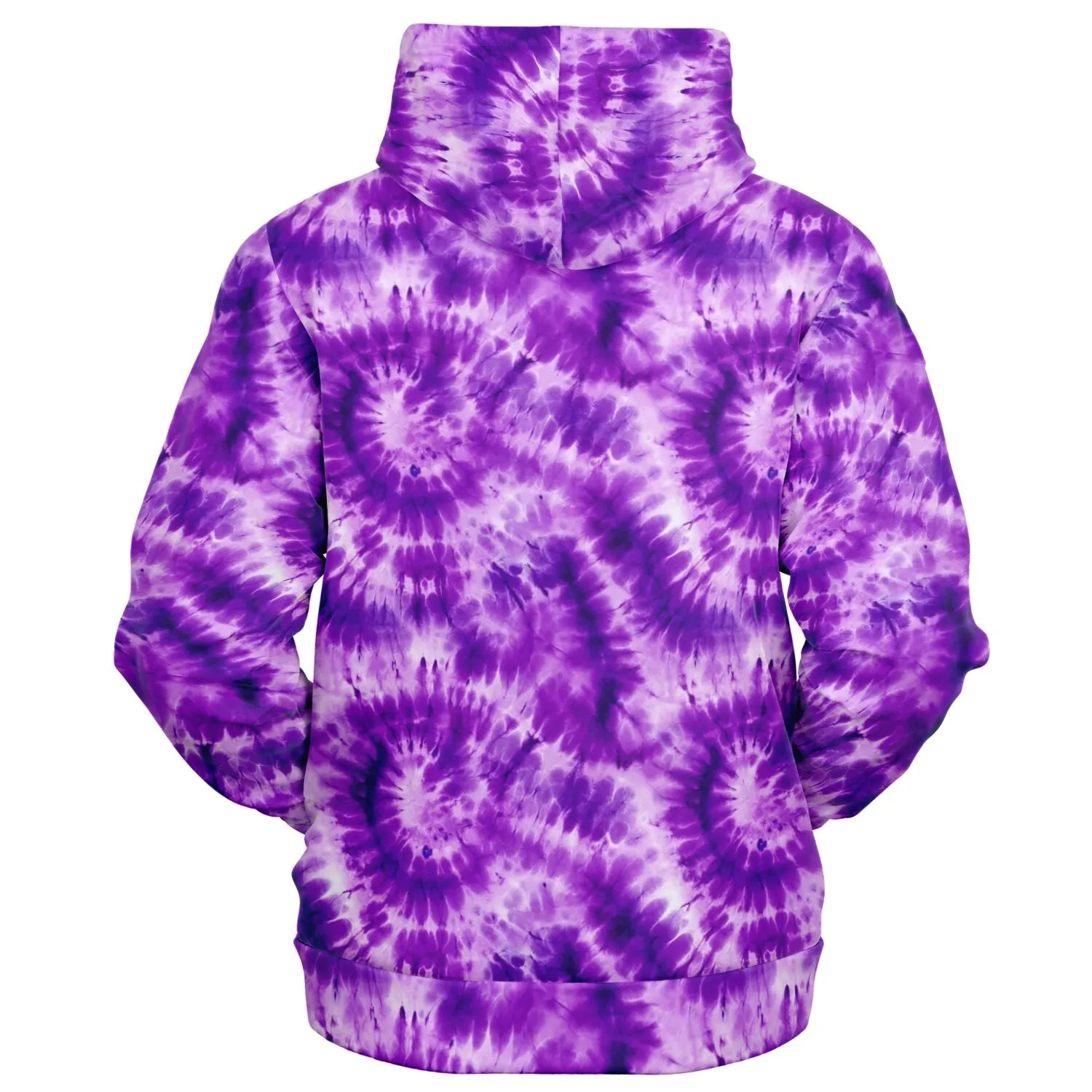 Purple Tie Dye Zip Up Hoodie, Front Zipper Pocket Men Women Unisex Adult Aesthetic Graphic Cotton Fleece Hooded Sweatshirt