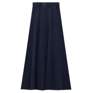 Unclear Dark Denim Wash Panel Long Skirt SB3CYT2056SL Cozy Movement