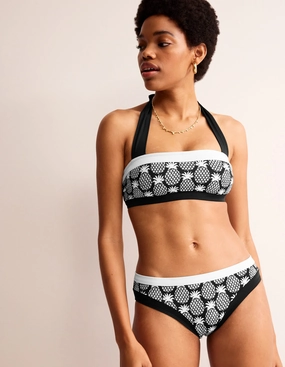 Santorini Bikini Bottoms-Black, Pineapple Geo Neutral Buoyancy Fabric Odor Resistant