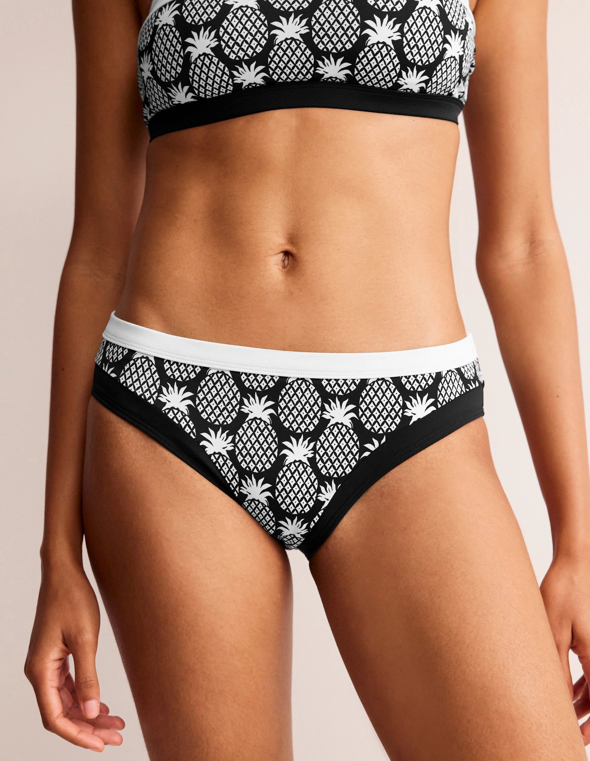 Santorini Bikini Bottoms-Black, Pineapple Geo Sand Resistant Texture Abrasion Resistant Finish