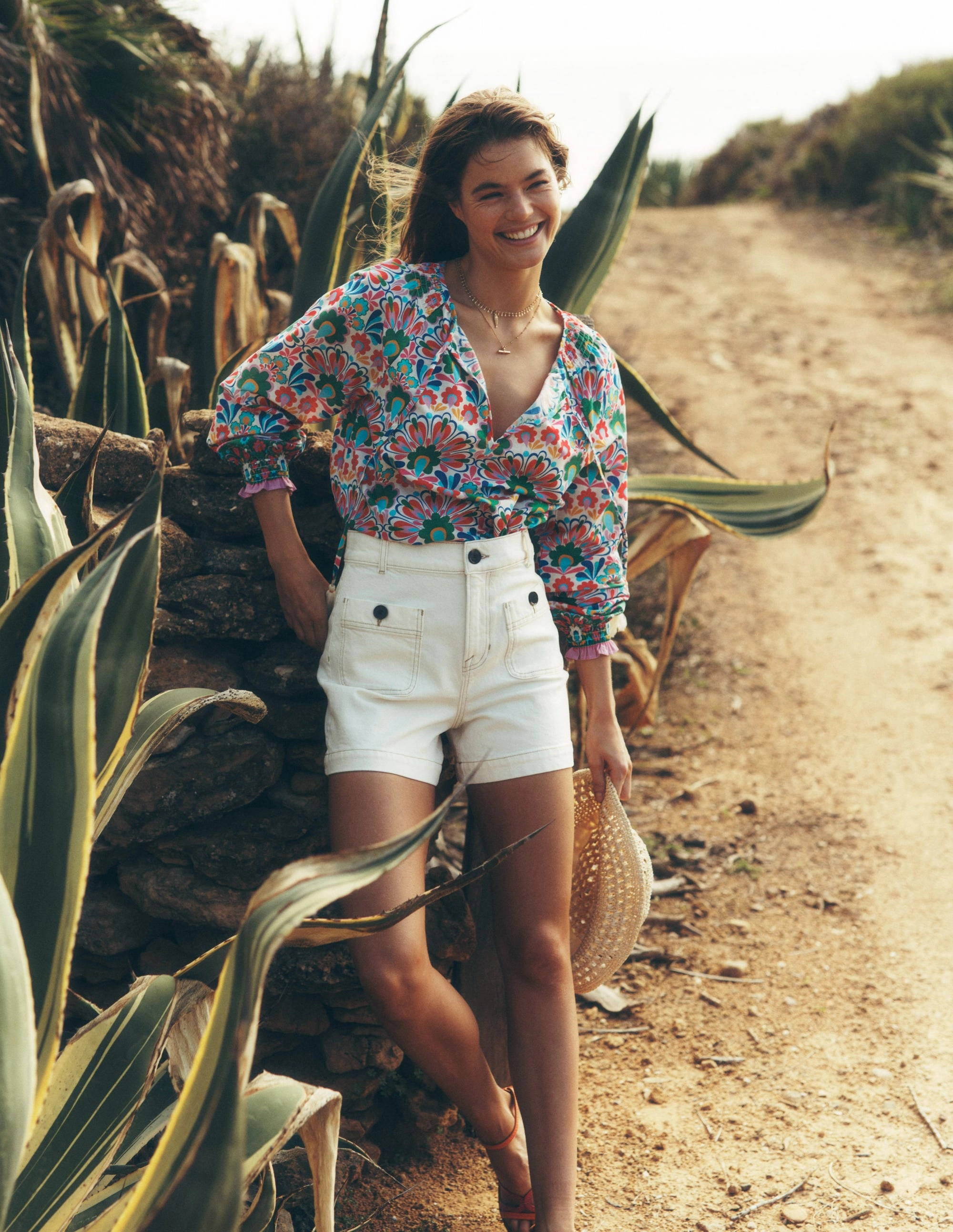 Compact Stitching Easy Cotton Blouse-Multi, Decorative Dandelion