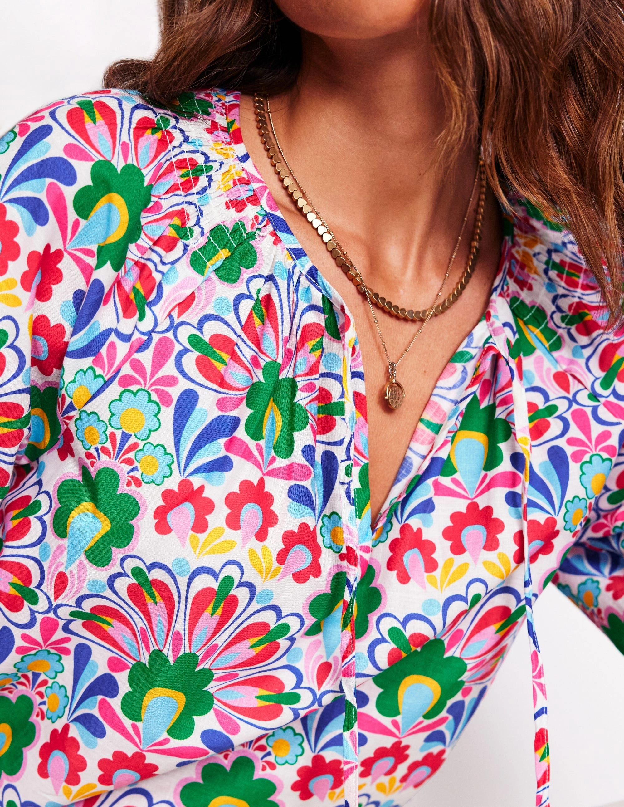 UV protection layer LowImpact Manufacturing Easy Cotton Blouse-Multi, Decorative Dandelion