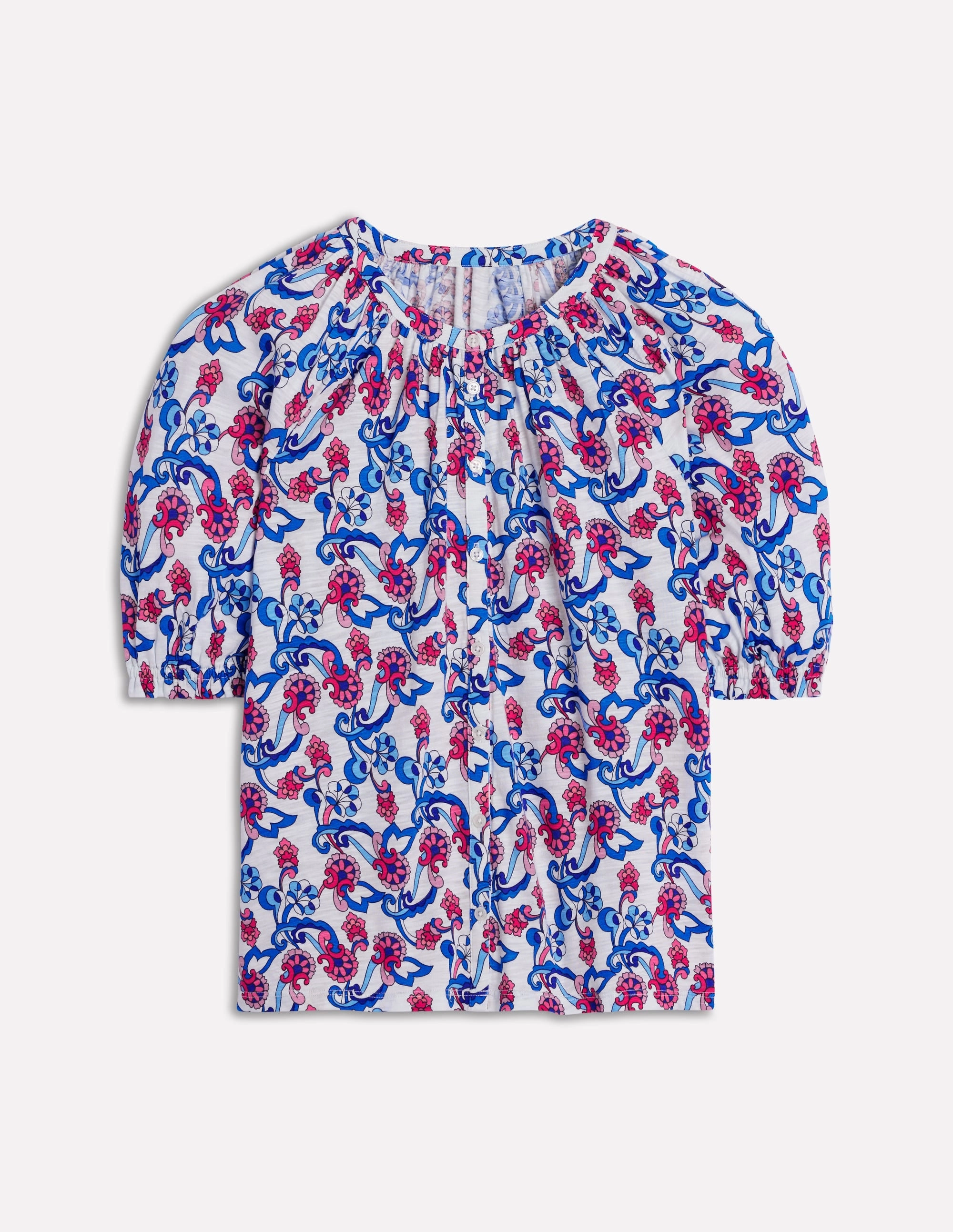 Compact TravelFriendly Design Isla Jersey Shirt-Ivory, Floral