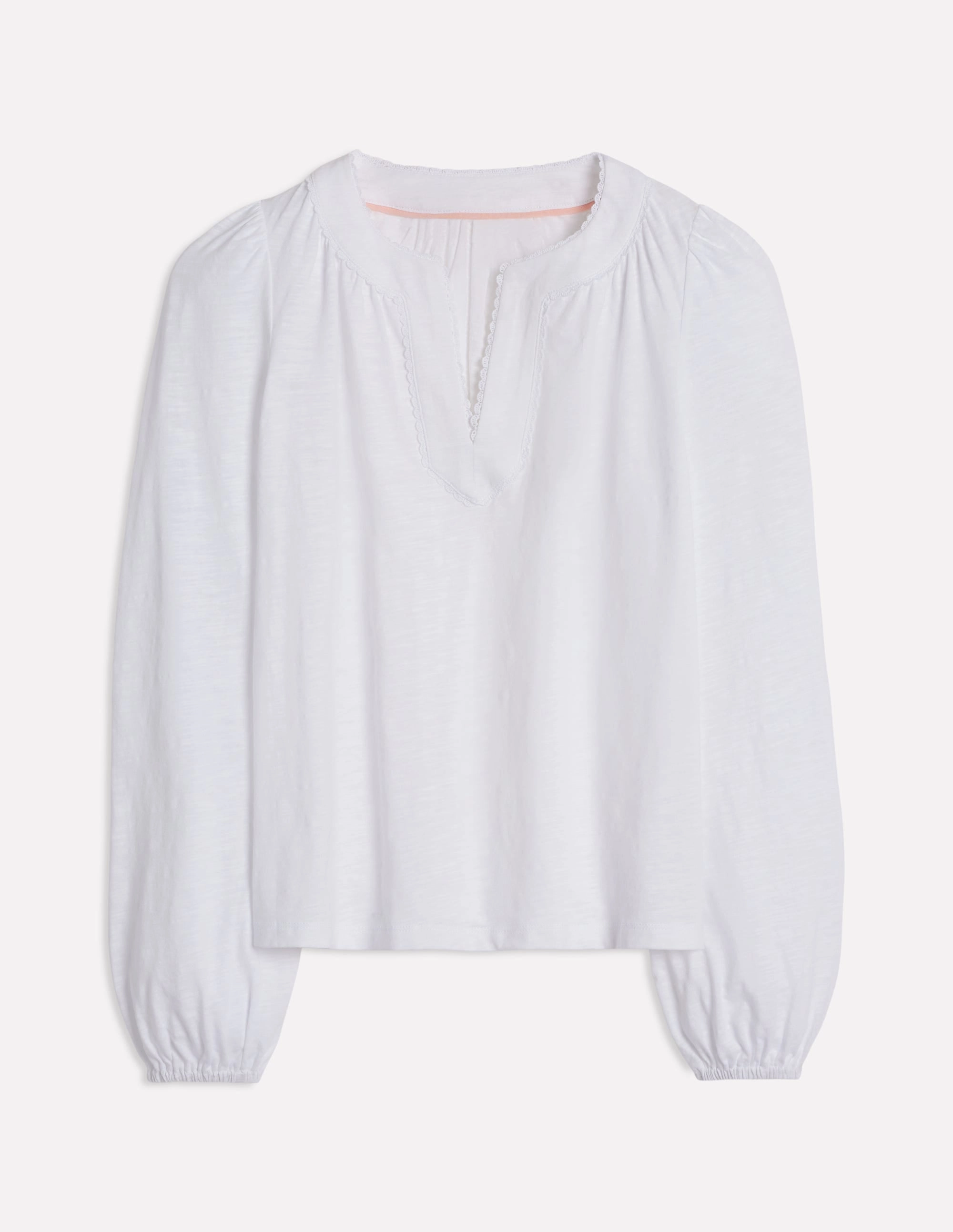 Lightweight Thermal Ergonomic Pattern Design Ava Long Sleeve Trim Top-White
