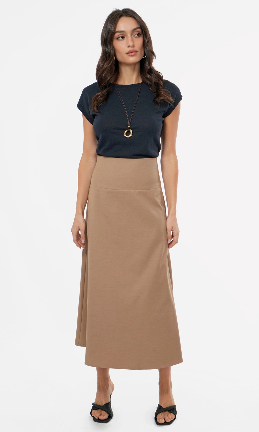 Dory Pull Over A line Midi Skirt in Sand FadeResistant Finish