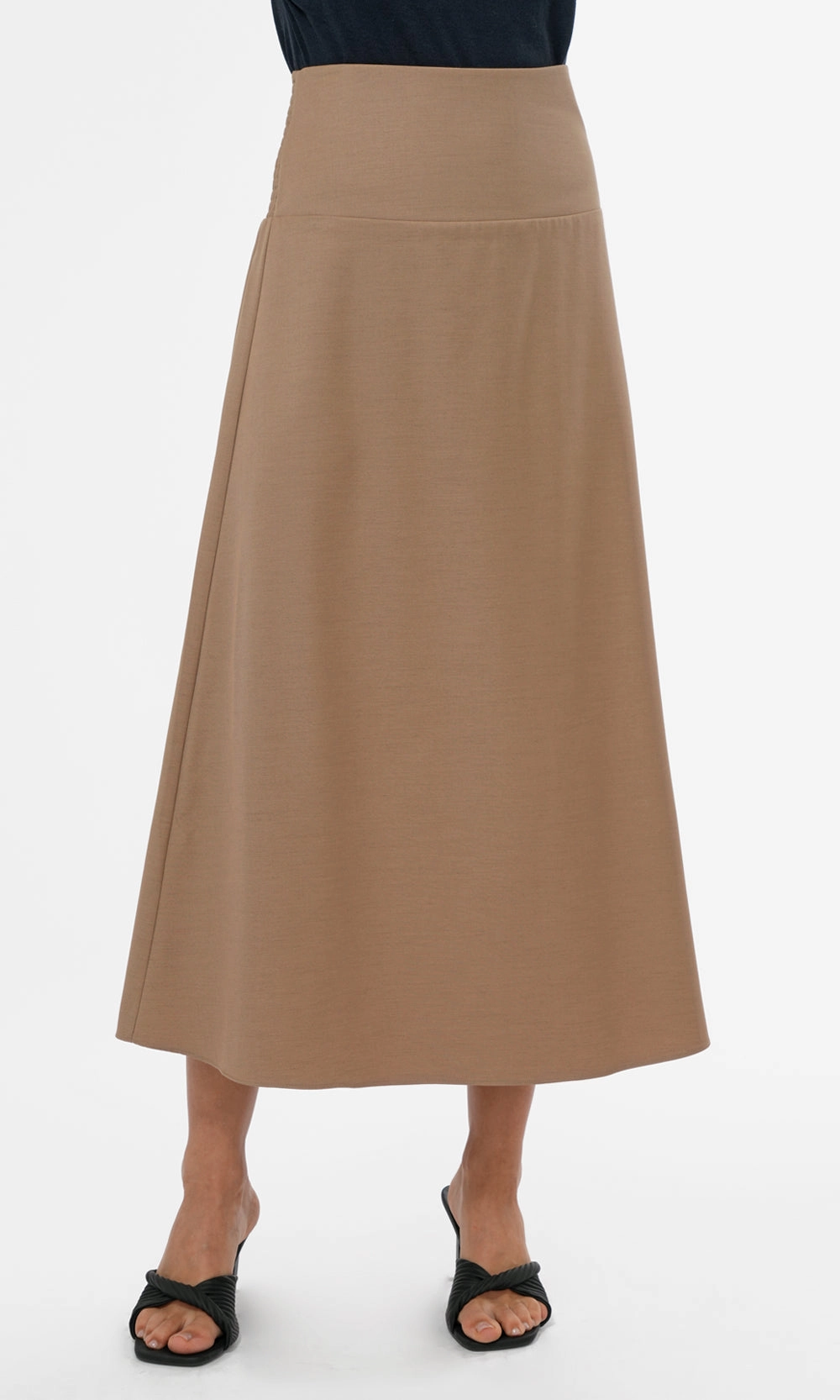 Dory Pull Over A line Midi Skirt in Sand Non Chafe Armholes