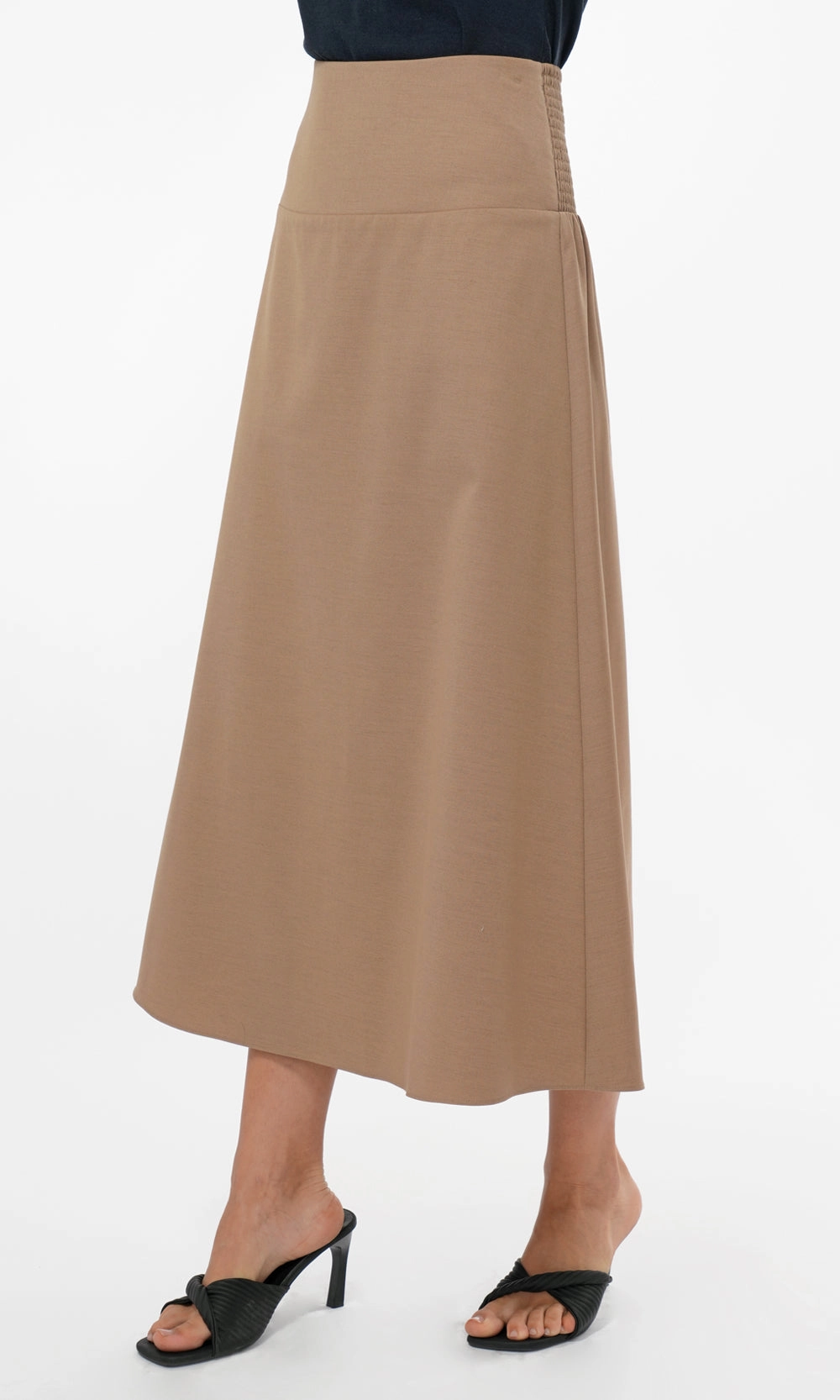 All Over Print Technique Dory Pull Over A line Midi Skirt in Sand