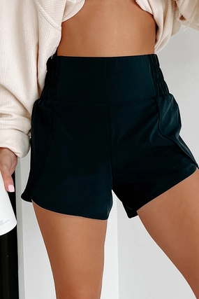 Classic Cut Flexin' Hard Elastic Waist Athletic Shorts (Black)