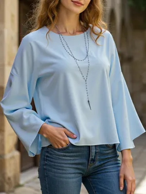 Comfortable fit Flexible Knit Fabric Round neck casual loose waist top