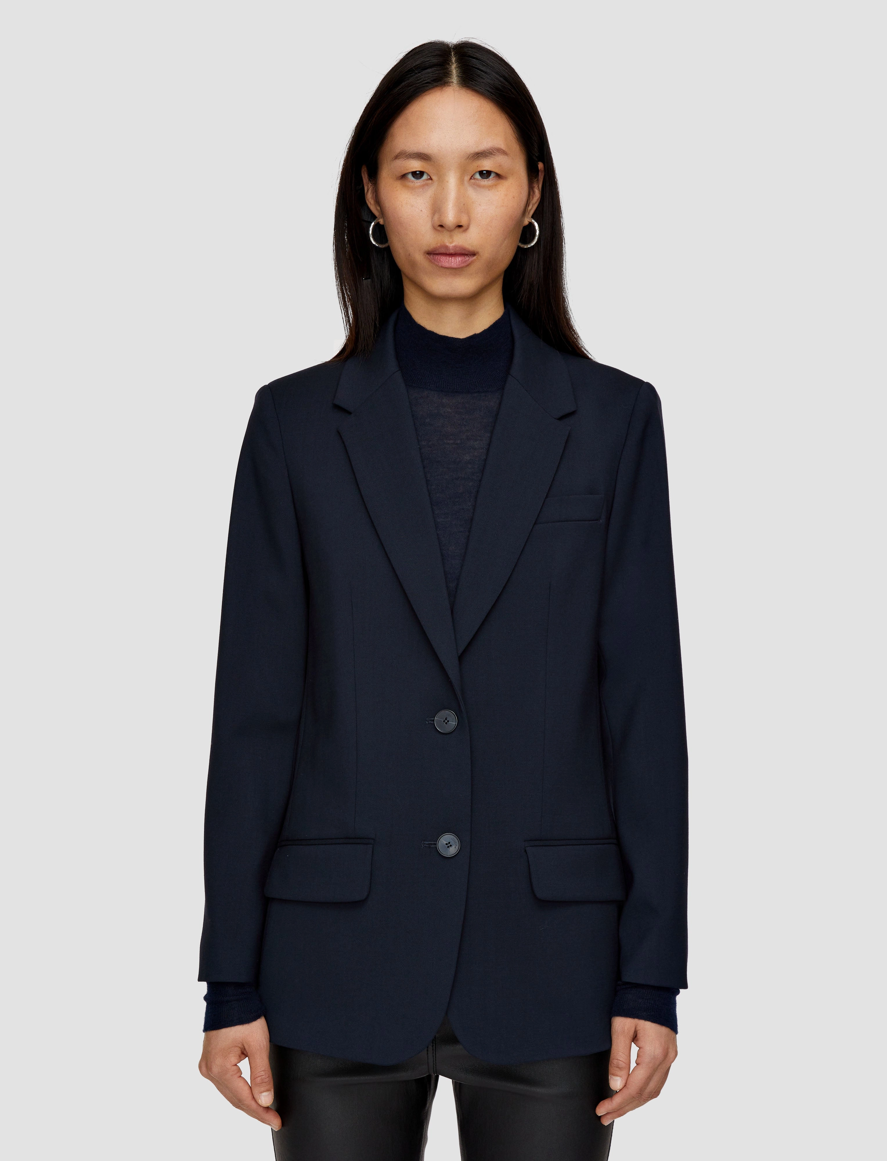Tailoring Wool Stretch Jackie Jacket Zip Front