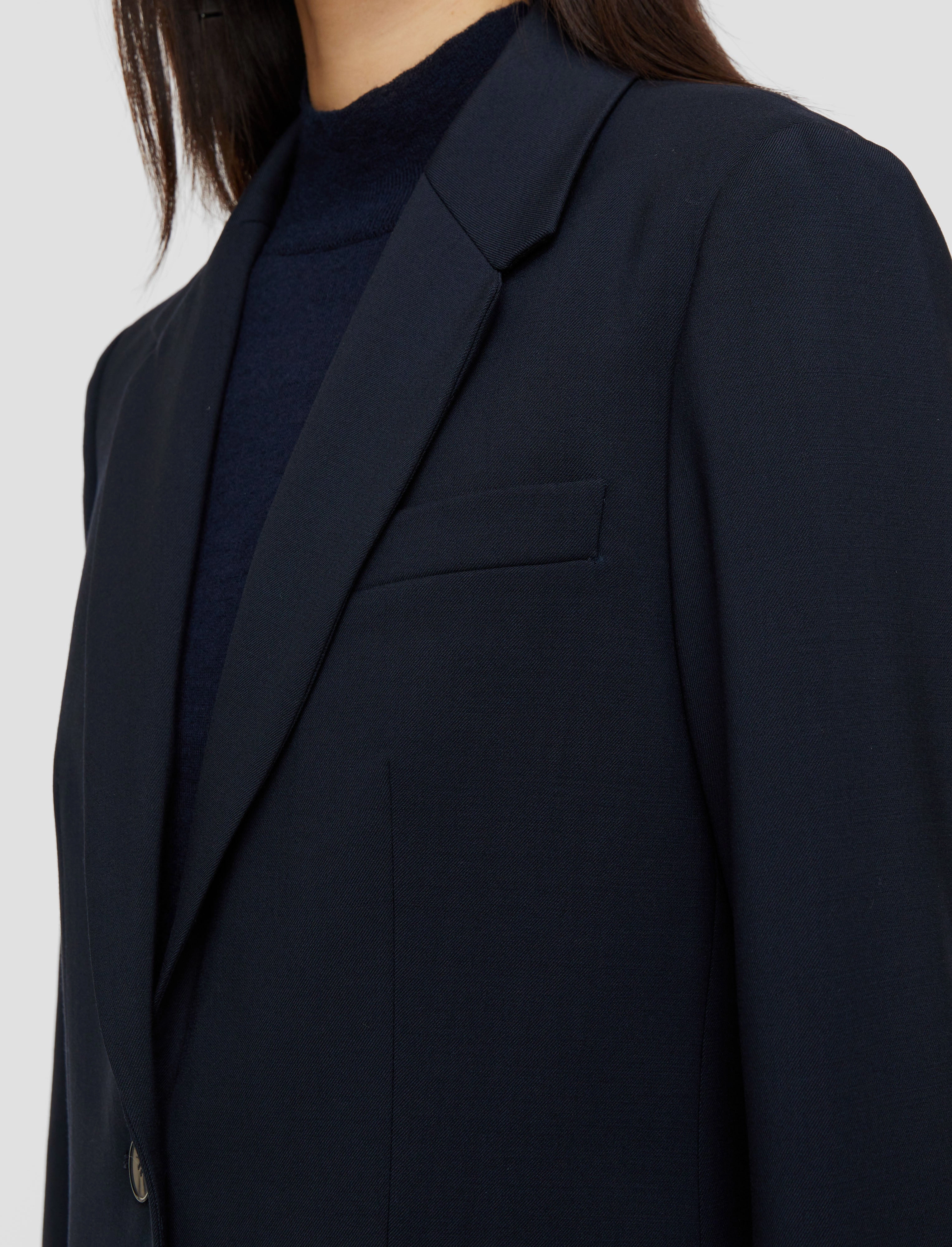 Premium Fit Ergonomic Shoulder Panels Tailoring Wool Stretch Jackie Jacket